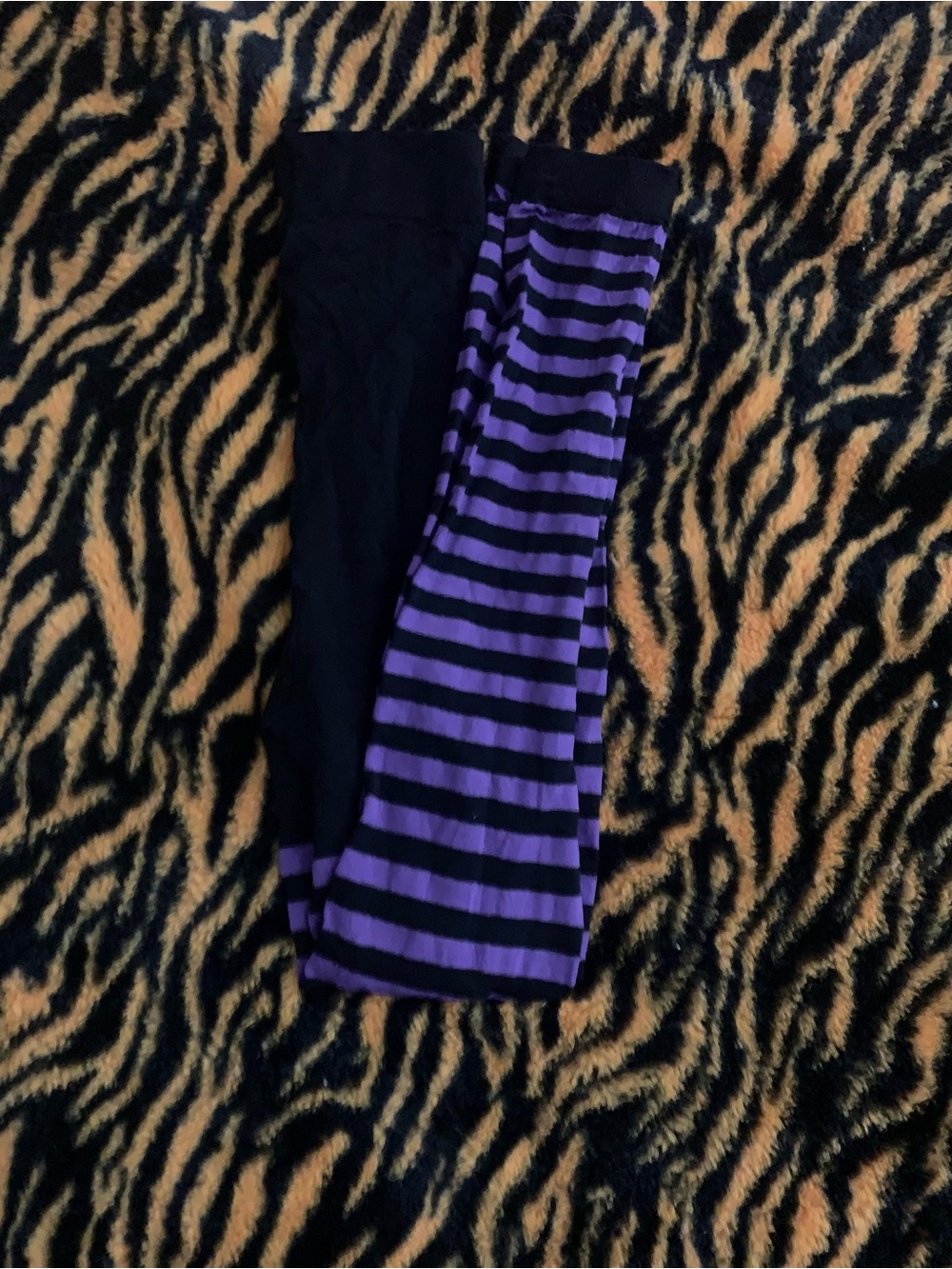 Vintage Black and Purple Striped Kids Leggings
